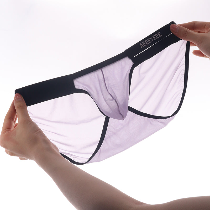 Men's Sexy Low Waist Ice Silk Ultra-Thin U-Shaped Convex Pouch Breathable Briefs