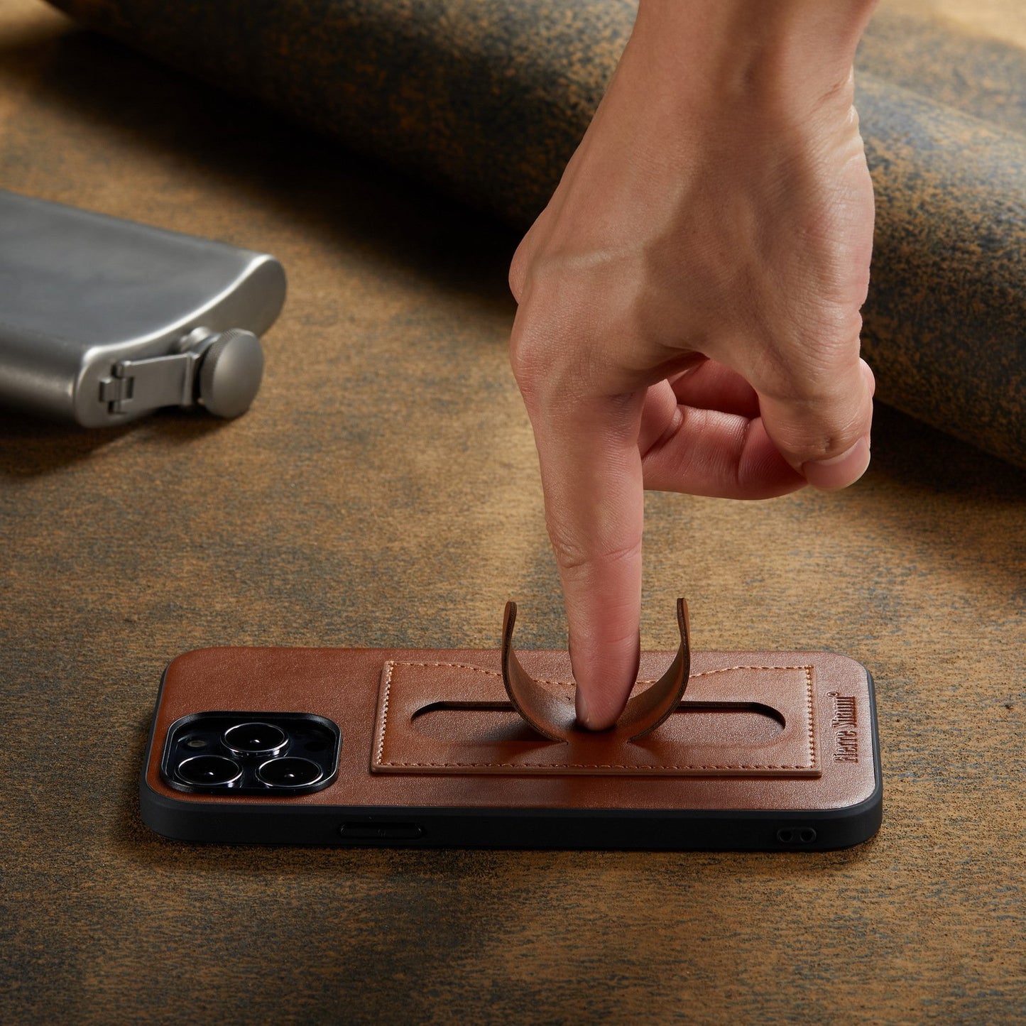 Leather Invisible Stand iPhone Case with Card Slots