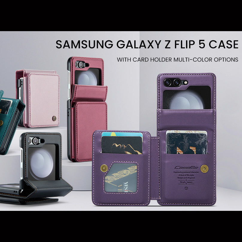 Cocok untuk casing ponsel seri Samsung Z Flip5 cangkang tempat kartu inklusif