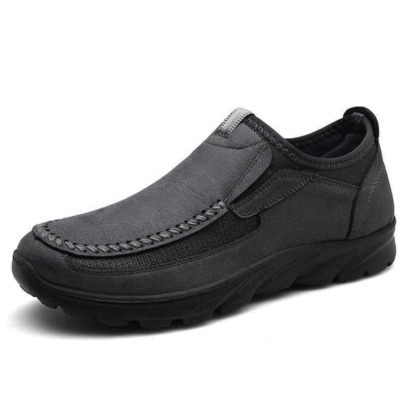 Mocassins masculinos casuais de couro respirável 