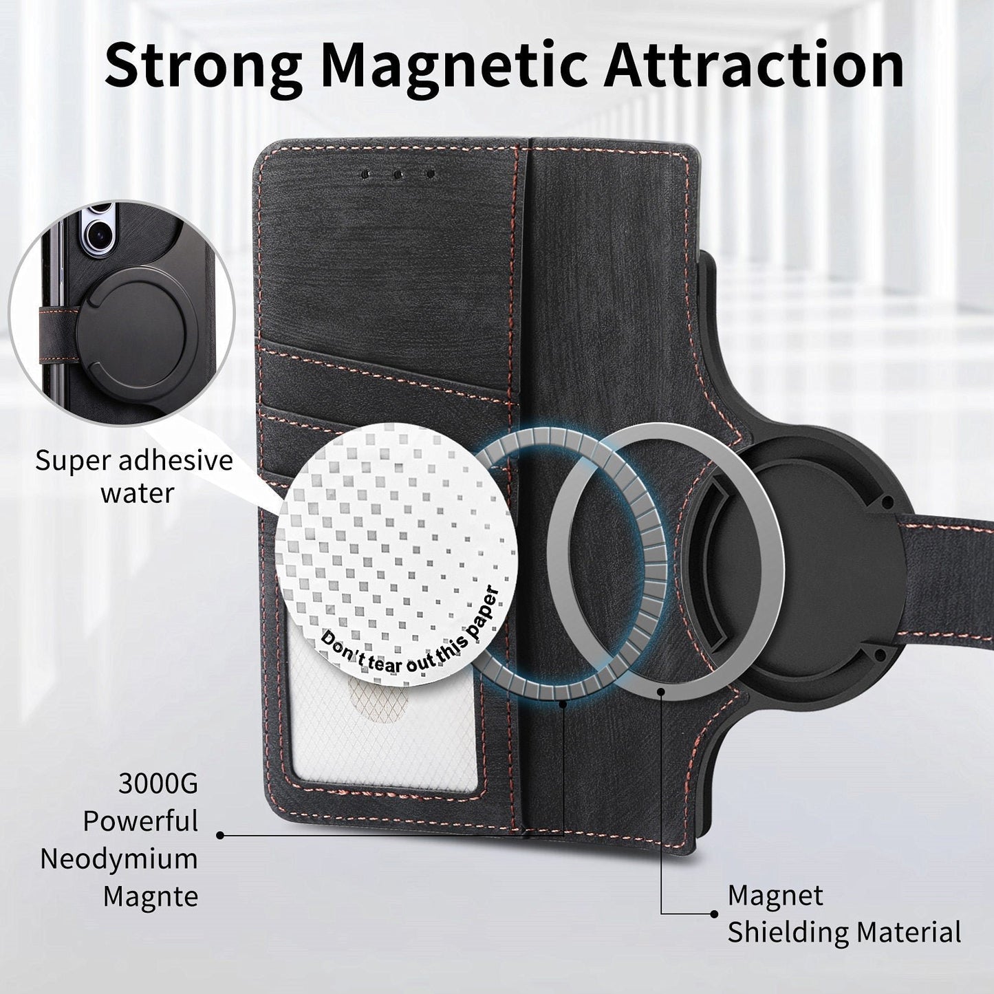 Cocok untuk casing ponsel Samsung Z Fold5/4/3 casing kulit magnetik yang dapat dilepas