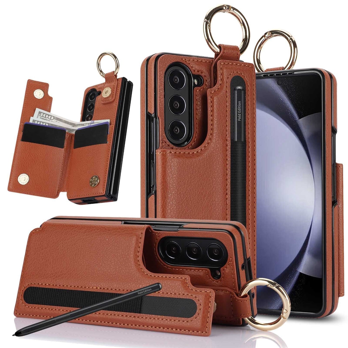 Casing ponsel Slot pena cincin dompet untuk Samsung ZFold3/4/5