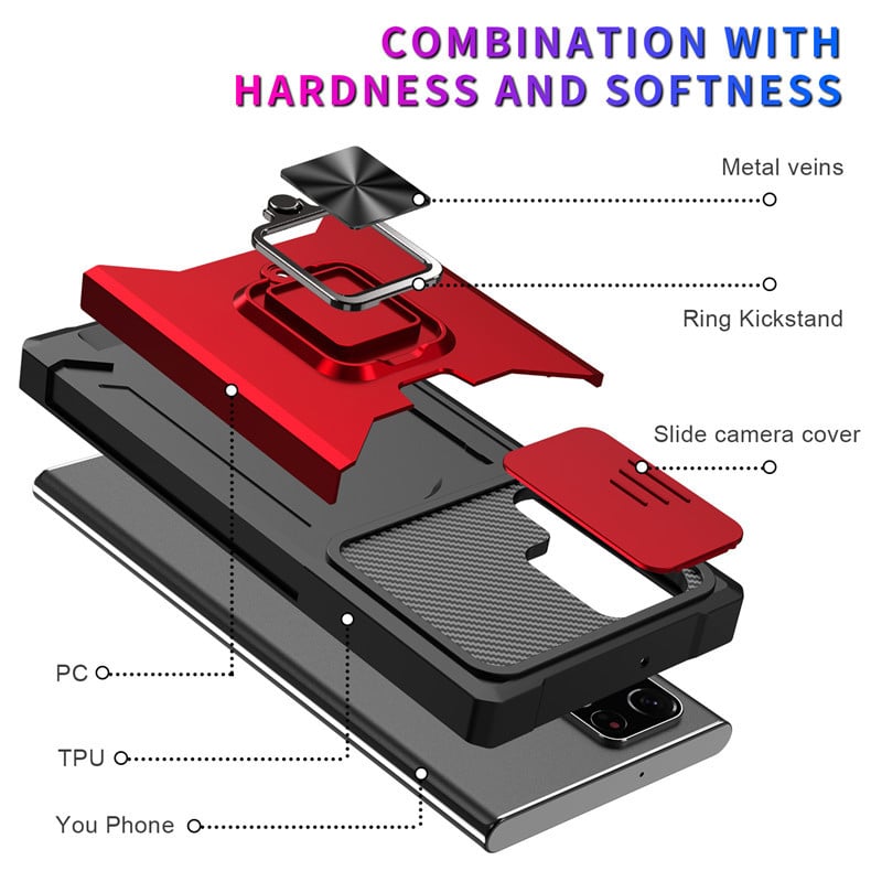 Card Sliding Window Anti-fall Car Ring Holder Phone Case For Samsung