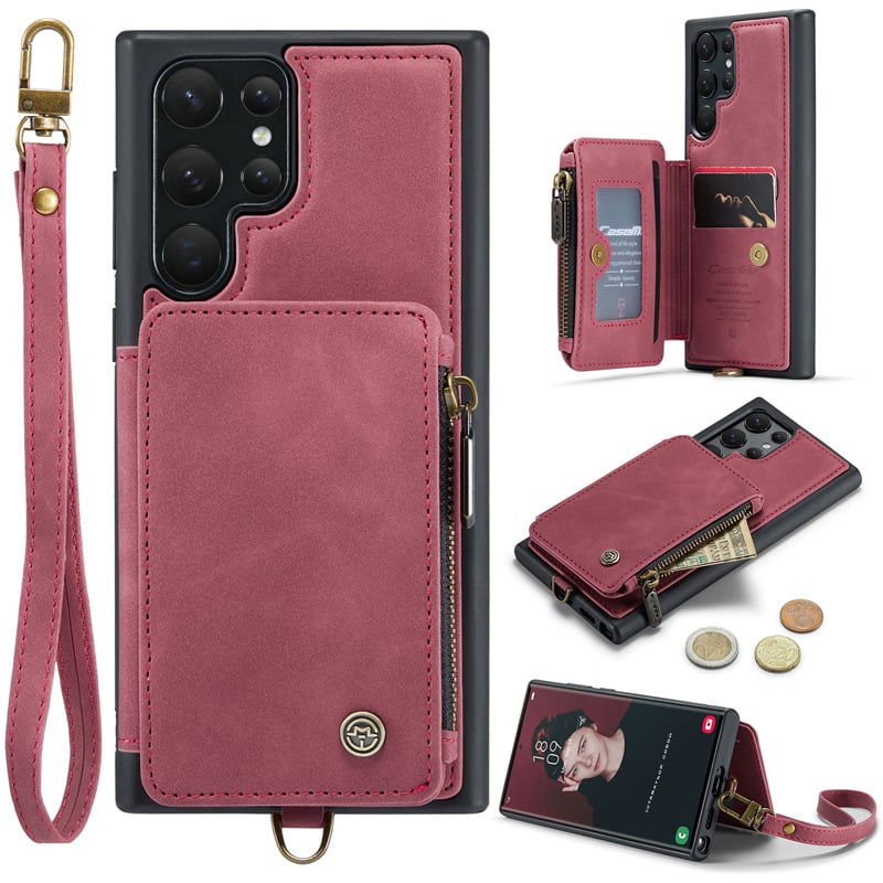 Luxury Zipper Flip Anti-theft Brush Phone Case For Samsung S24/S23/S22Ultra