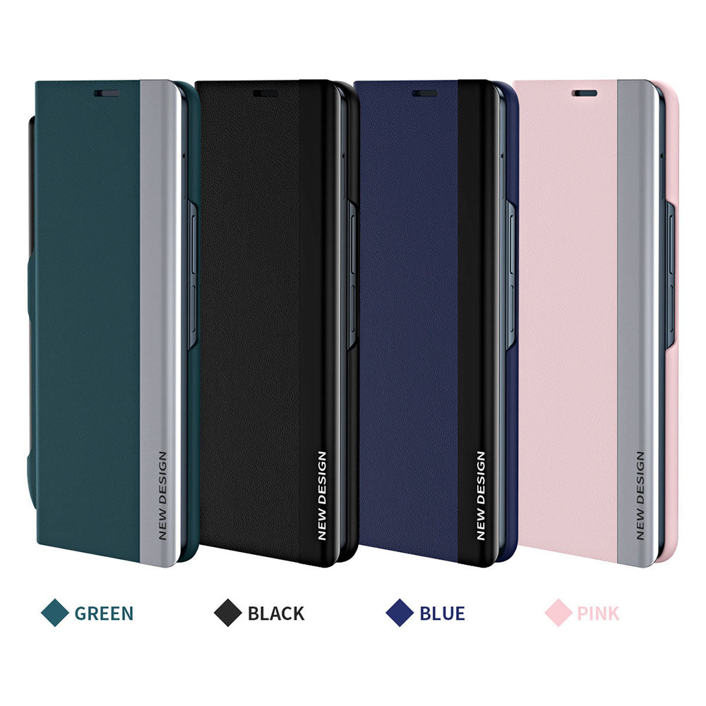 Capa de couro com flip magnético, compartimento para caneta e caneta, capa anti-queda para Samsung Galaxy Z Fold