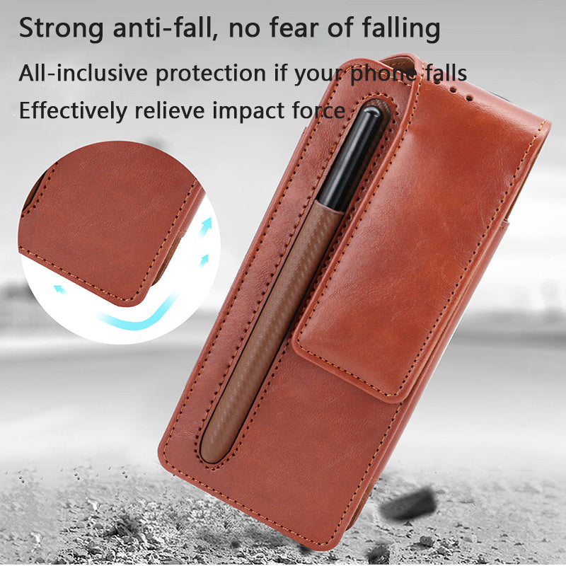 Adequado para Samsung Fold3/4/5 Business Folding Screen Universal Mobile Phone Bag com slot para caneta S-Pen 