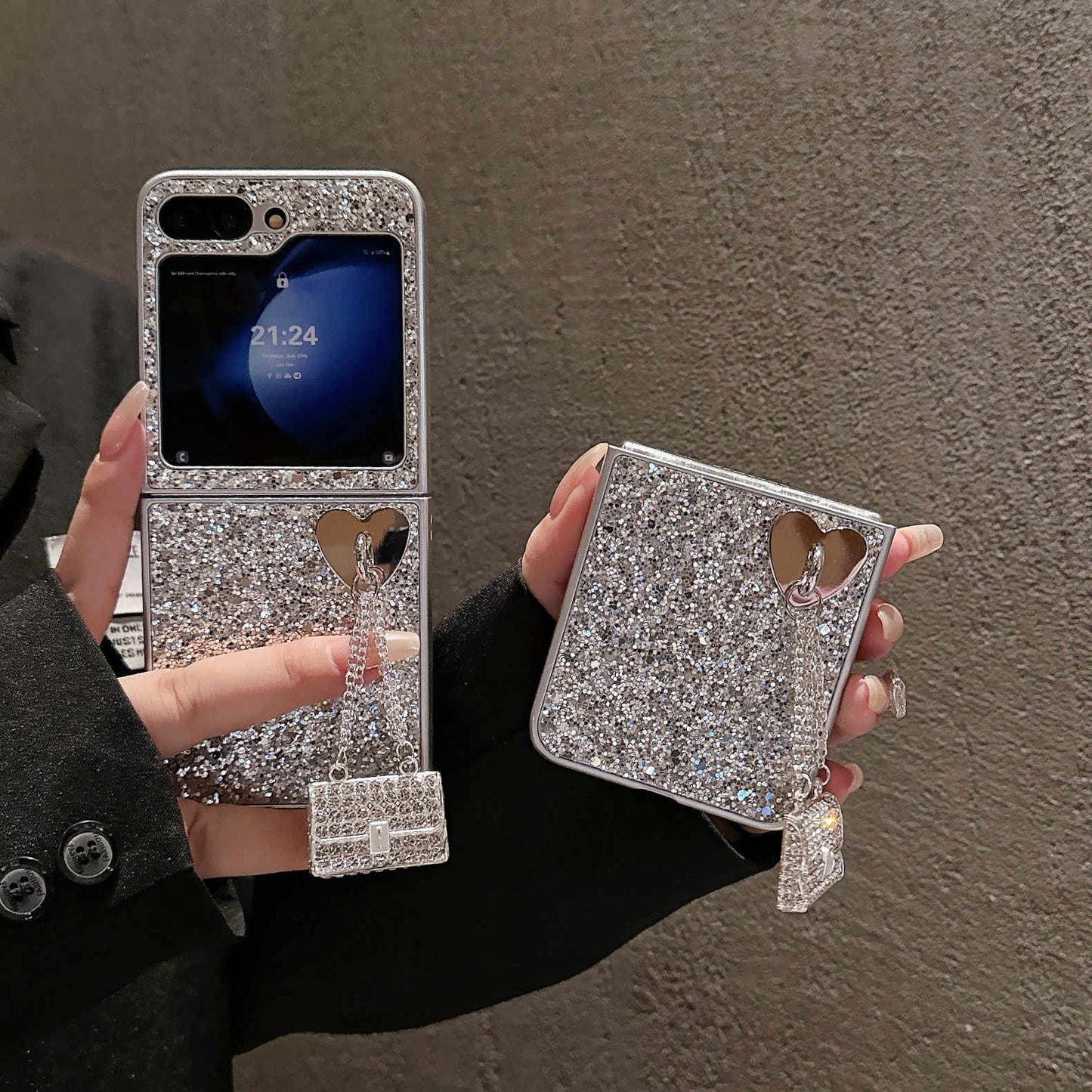 Capa de luxo Samsung Z Flip Silver Diamond 