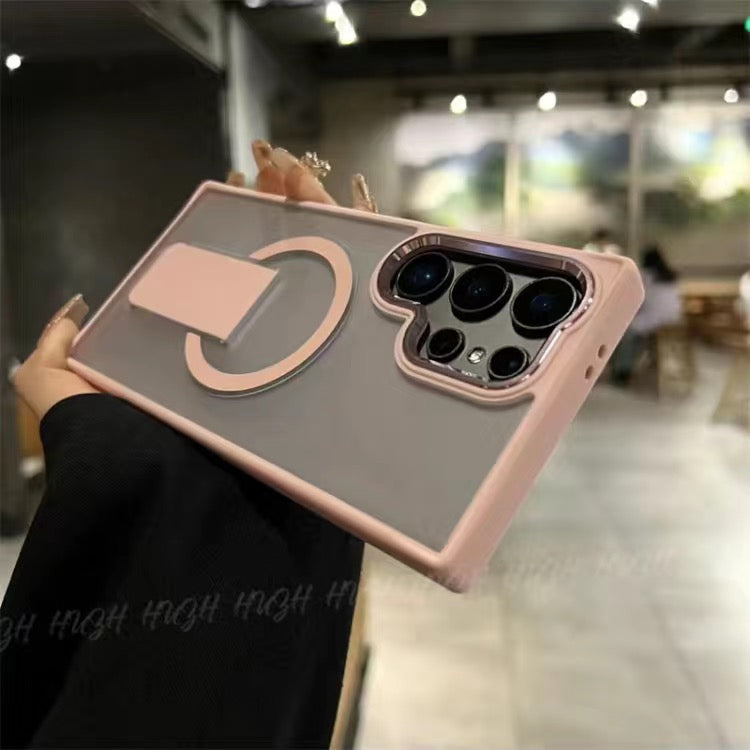 Casing Ponsel Bernuansa Kulit Braket Magnetik Seri S24 Samsung Baru