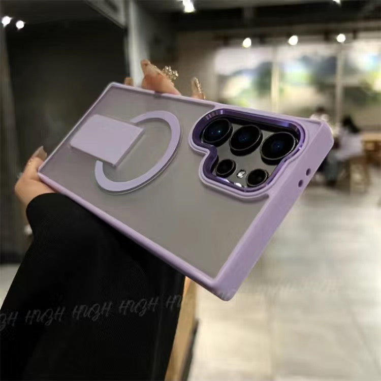 Casing Ponsel Bernuansa Kulit Braket Magnetik Seri S24 Samsung Baru