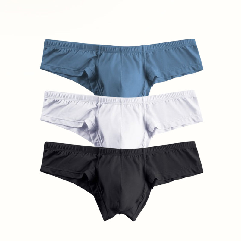 Men's breathable low-rise solid color briefs