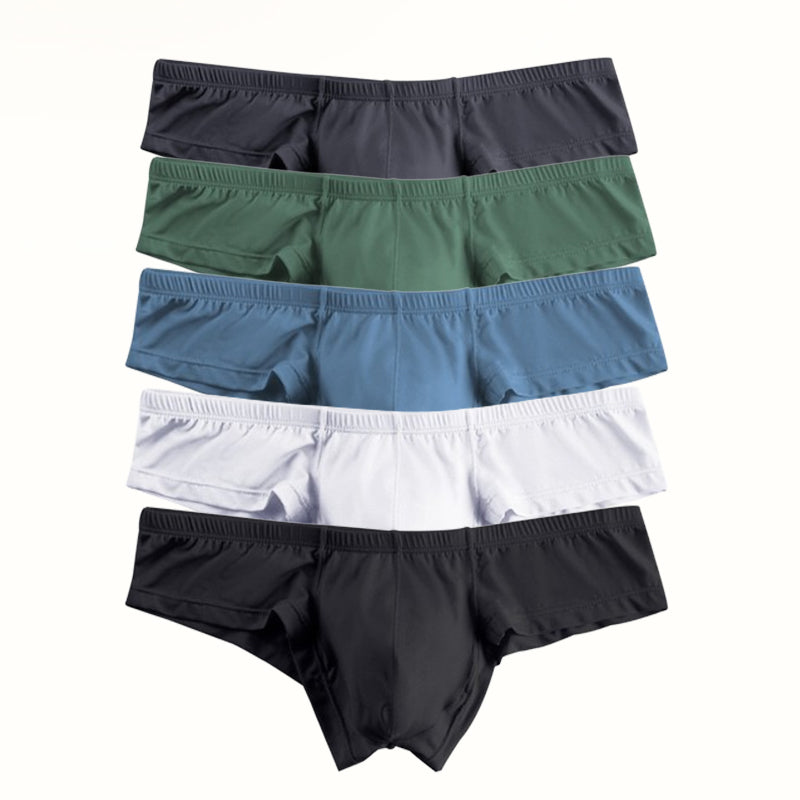 Men's breathable low-rise solid color briefs