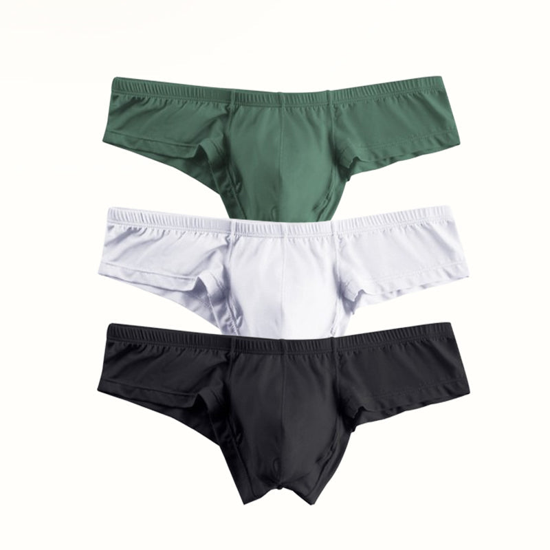 Men's breathable low-rise solid color briefs