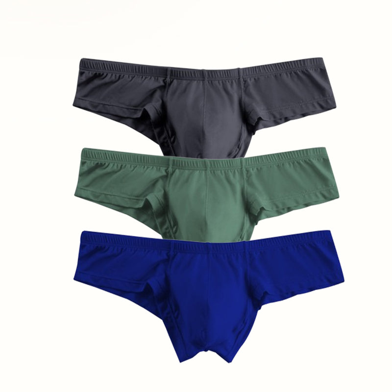 Men's breathable low-rise solid color briefs