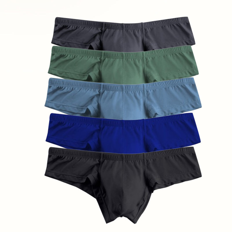 Men's breathable low-rise solid color briefs