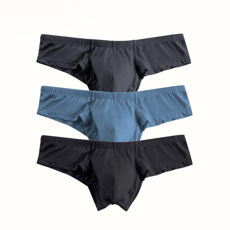 Men's breathable low-rise solid color briefs