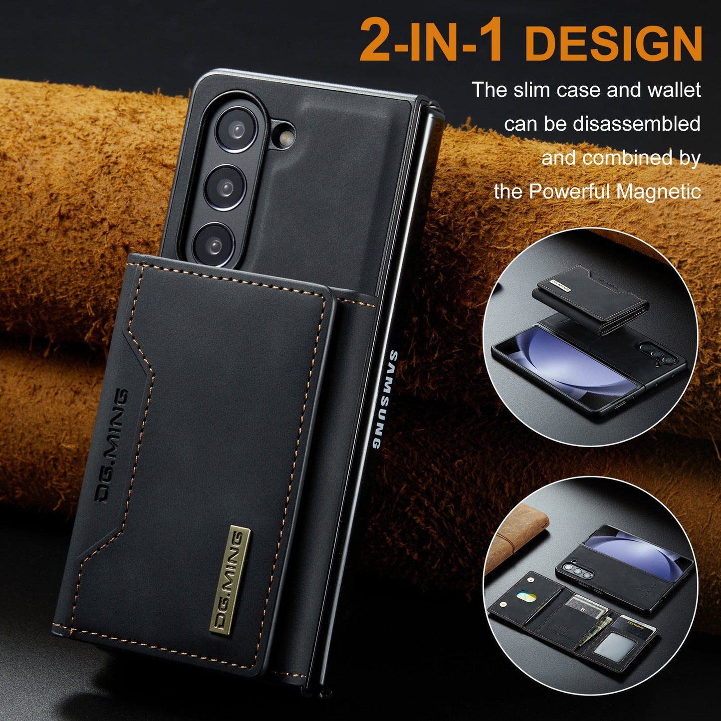 Leather Magnetic Card 2-in-1 Case For Samsung Fold 3/4/5