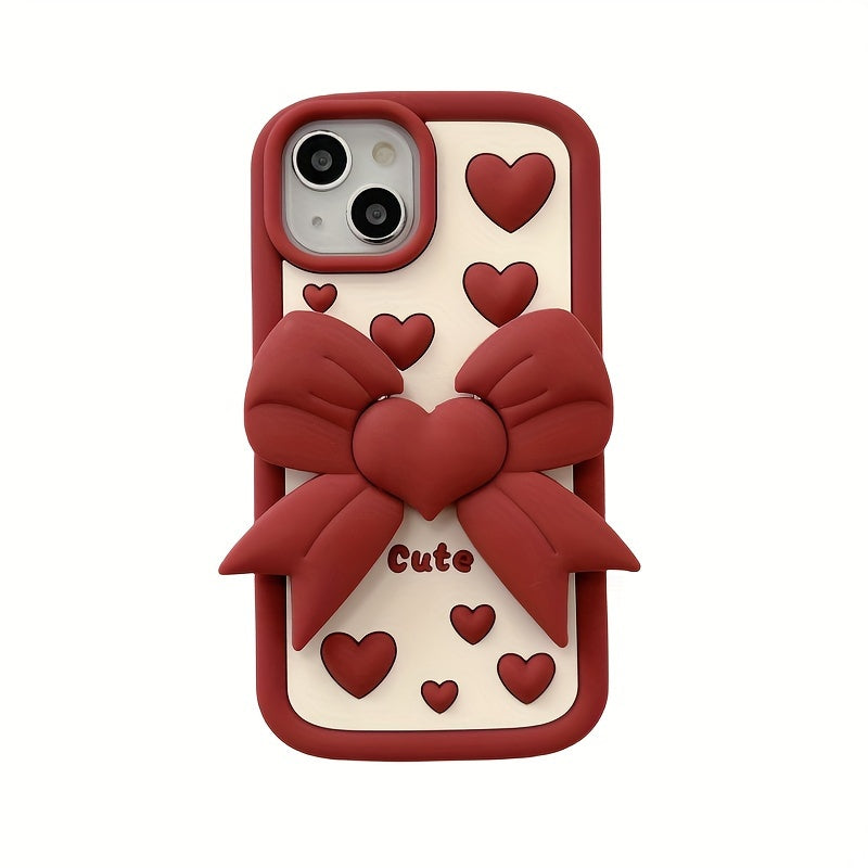 Etui 3D Love Heart Butterfly Bracket na iPhone'a 