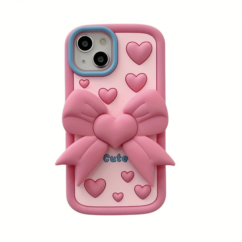 Etui 3D Love Heart Butterfly Bracket na iPhone'a 