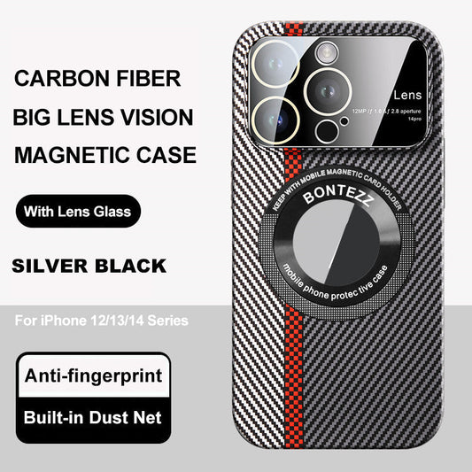 Casing Magnetik Pola Serat Karbon Mewah